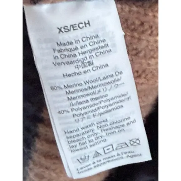 Madewell Striped Merino Wool Sweater XS Navy Blush Button Shoulder - Picture 4 of 6